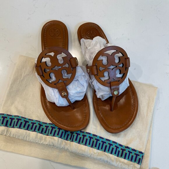 Tory Burch Miller Thong Sandal Vintage Vachetta Leather Size 9 - Picture 4 of 10